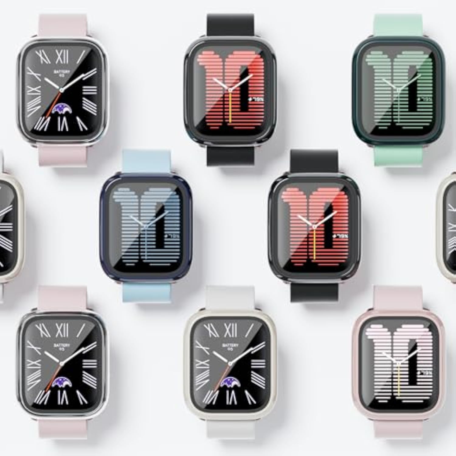 2-Pack For Amazfit Active Smartwatch Screen Protector Case, Hard Pc Bumper Built-In Tempered Glass Film Face Cover Replacement Accessories For Active Smart Watch