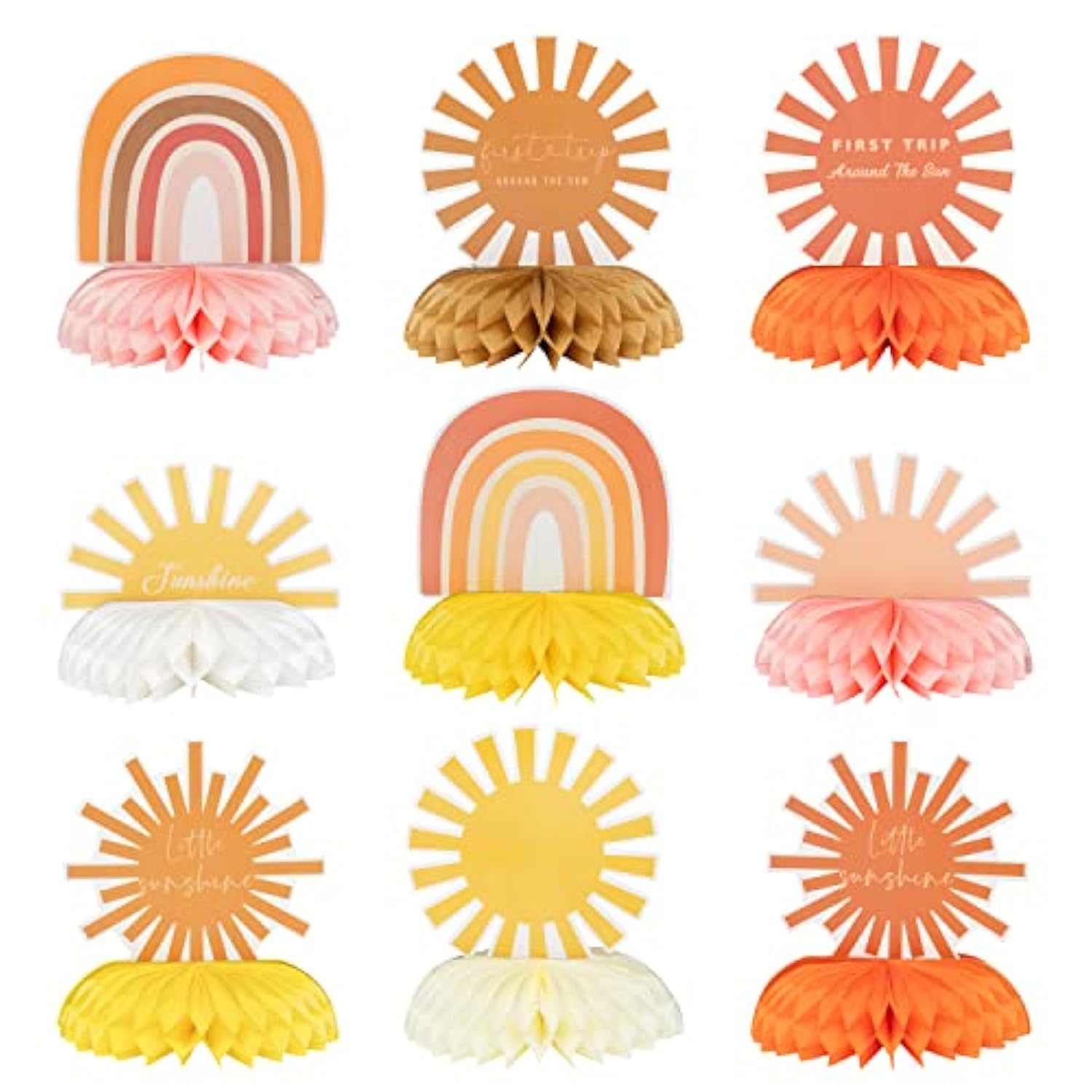 Boho Sun & Rainbow Table Centerpieces  9pcs First Birthday and Baby Shower Party Decor