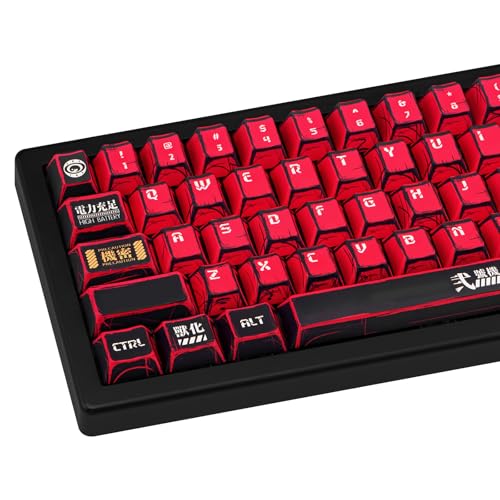 Red And Black Pbt Keycaps Set 135 Keys Cherry Profile Manga Japanese Style Keycaps Cherry Mx Gaming Keyboard Keycap Set For Ansi Layout Mechanical Keyboard