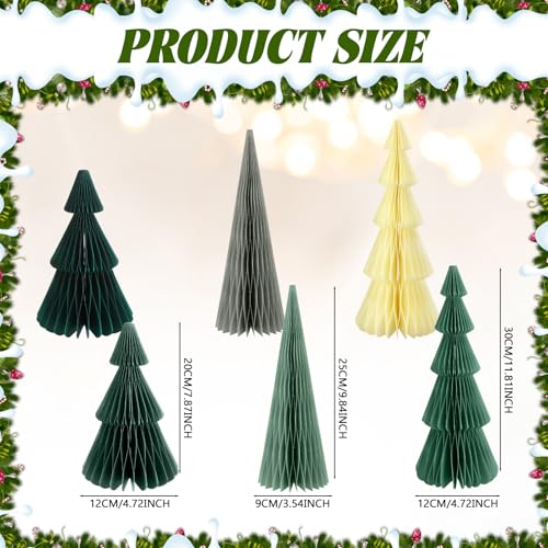 6 Pcs Green Honeycomb Paper Christmas Trees Centerpiece
