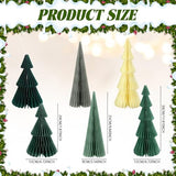 6 Pcs Green Honeycomb Paper Christmas Trees Centerpiece