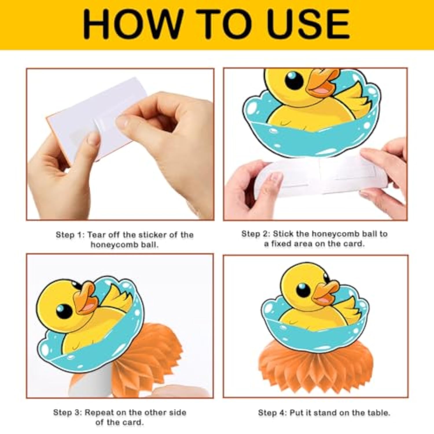 9Pcs Rubber Duck Honeycomb Centerpieces Themed Birthday Party Decorations Yellow Duck Animals Centerpiece Table Decoration Party Favors Decor Supplies Gifts For Boys Girls Men Women