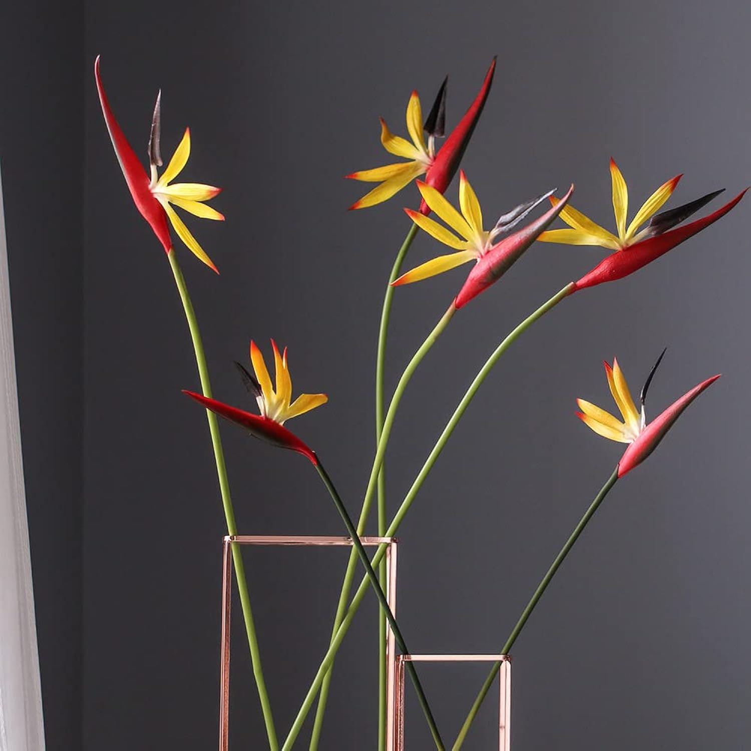 10Pack Artificial Flowers Bird Of Paradise,22.4 Inch Hawaiian Tropical Flowers Strelitzia Green Plant For Home Garden Decoration Office Verandah Wedding Decorations (Yellow)