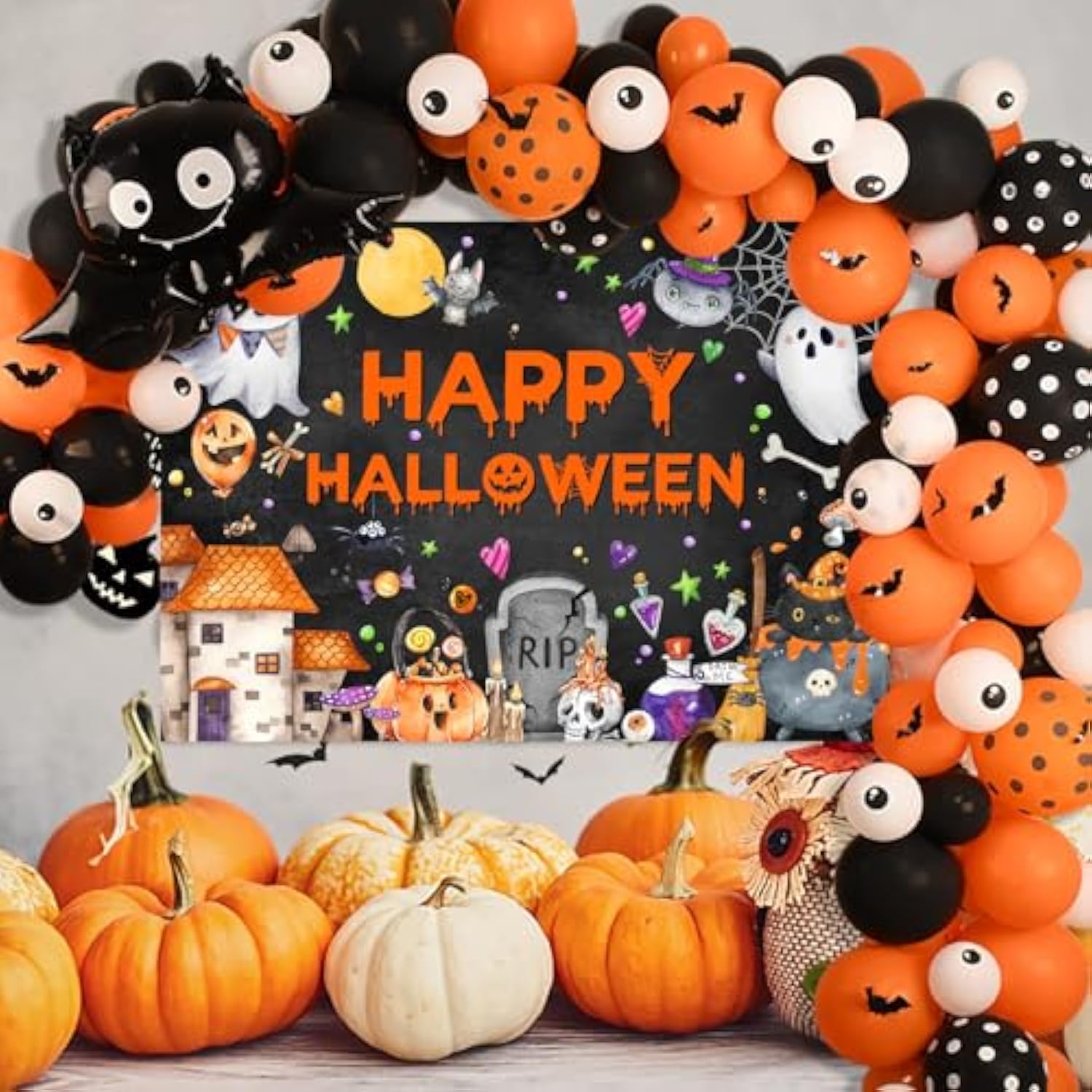 Happy Halloween Backdrop 7x5ft Trick or Treat Banner Party Decoration Photoshoot Background