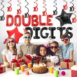 10Th Birthday Decorations For Boys Red And Black Double Digits Birthda