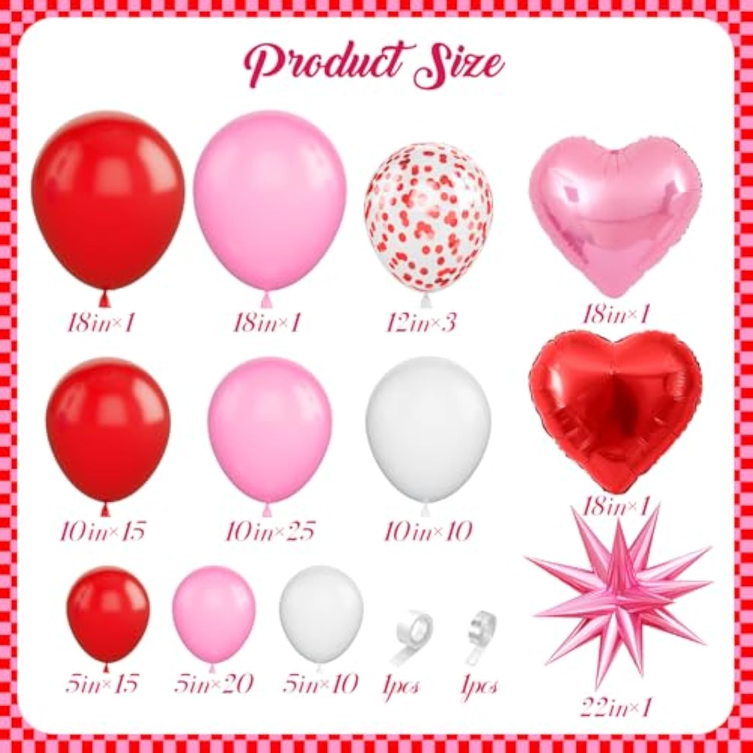 Pink Balloon Garland Arch Kit,Red Pink White Balloon Garland With 18Inch Heart Balloons And 22Inch Star Balloons For Mother'S Day Valentines Birthday Wedding Anniversary Party Decorations