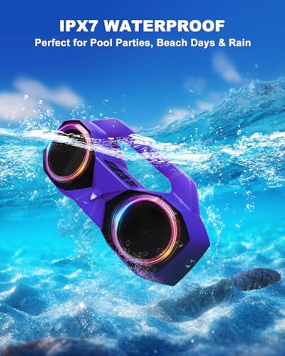 Bluetooth Speaker Outdoor Loud: 80W(Peak) with Bass, Portable Wireless Speaker with IPX7 Waterproof, 20H Playtime, RGB Lights, TWS for , Beach, Work