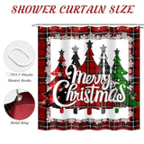 Christmas Shower Curtains For Bathroom,Red Buffalo Plaid Snowflakes Shower Curtain Winter Xmas Tree Merry Christmas Bathroom Decor With 12 Hooks Holiday Waterproof Fabric Shower Curtain 72X72 Inch