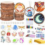 171 Pcs Unfinished Wooden Ornaments For Crafts-Glow In The Dark, 1.9"-4" Wood Slices,Diy Christmas Ornament Kits For Kids Crafting Painting Winter New Year Party Hanging Decorations