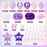 86pcs Purple Party Decor - Balloons, Banner, Sash, Crown, Tablecloth & More