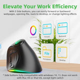 2.4G / Bt/Wired Tri-Mode Rgb Rechargeable G53 Wireless Vertical Ergonomic Mouse, 5 Side Buttons, Max 8400 Dpi, For Pc Computer Notebook Laptop, For Windows 11 10, Mac, Ipad Os, Android - Black
