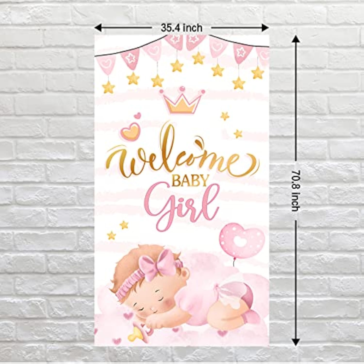 Welcome Baby Girl Door Banner for Shower, Gender Reveal & Birthday Photo Decor