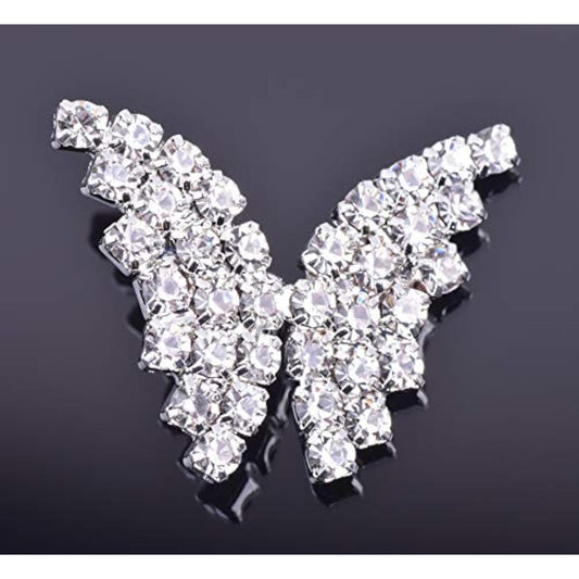 10Pcs Crystal Rhinestone Butterfly Embellishments Buttons,Sew On Butto