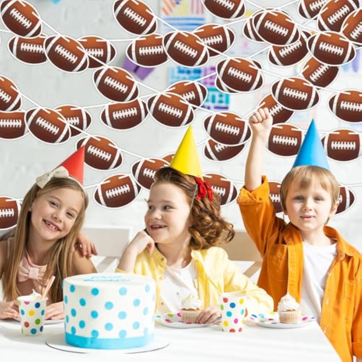 Football Party Banner Decorations, Pre-Strung 6 Packs Football Garlands Background Hanging Paper Cutouts Banner Flags For Supplies Sports Birthday Party Favors Home Decorations