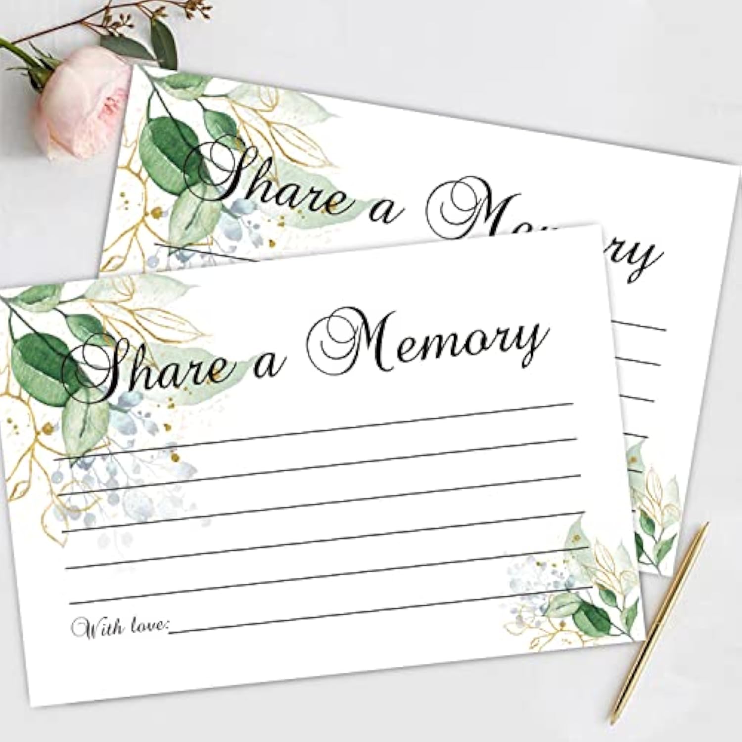 Share A Memory Cards, 50 Cards, Memory Card For Celebration Of Life, Graduation, Wedding, Retirement, Going Away Party - Greenery (4" X 6"?