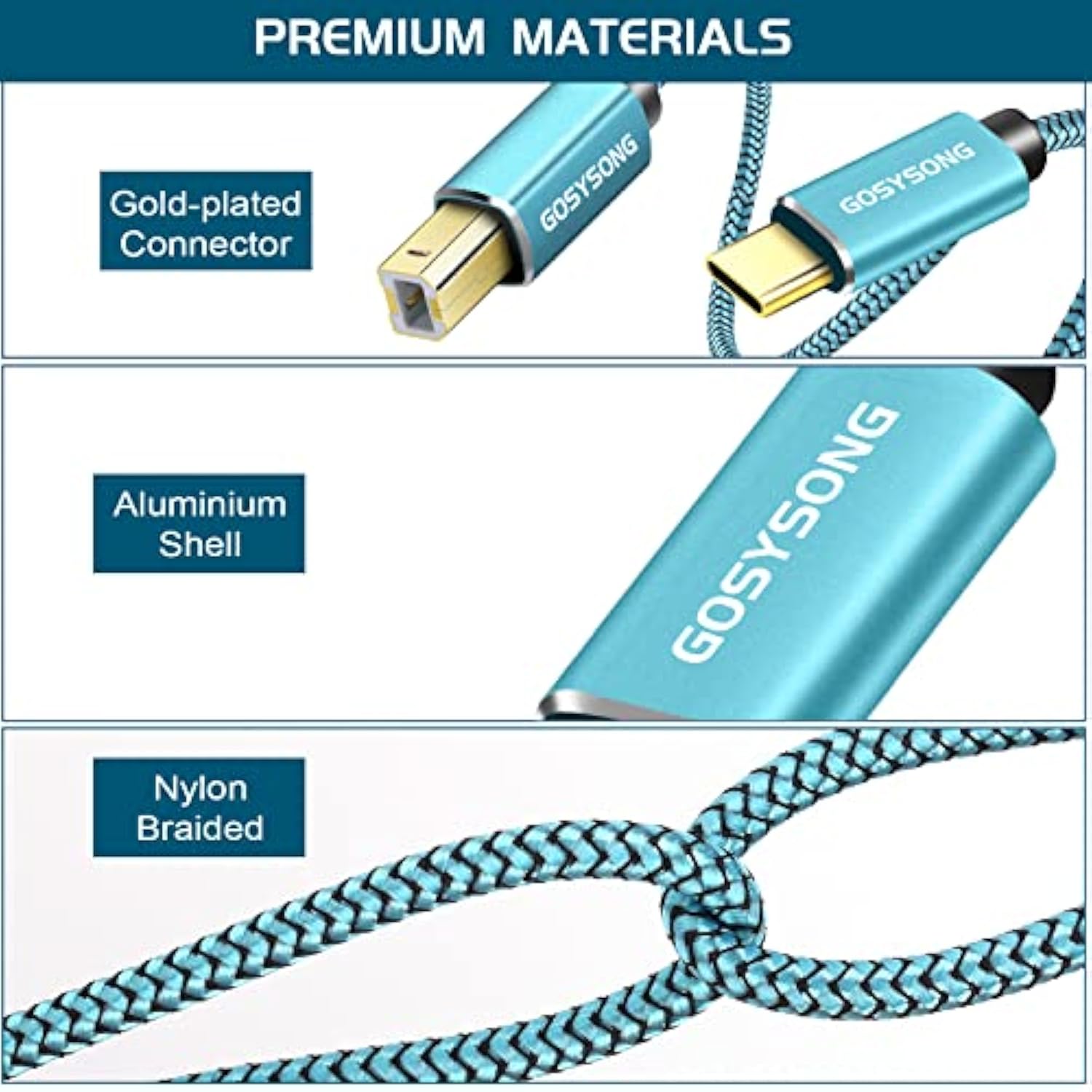 Usb C Printer Cable 30Ft, High Speed Usb B To Usb C Printer Cord