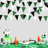32Ft Green, White & Black Party Decorations, Pennant Banner for Graduation, Birthday & Events