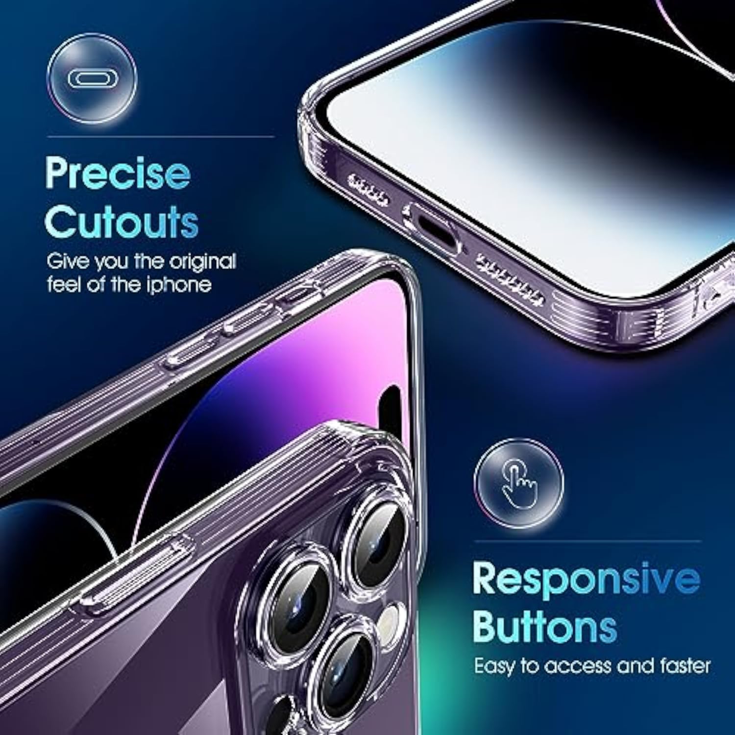 Crystal Clear Case for iPhone 14 Pro - Military Grade Drop Tested Shockproof Protective Phone Case