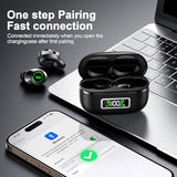 Wireless Earbuds, Bluetooth 5.5 Headphones Bass Stereo, Ear Buds with Noise Cancelling Mic, LED Display in Ear Earphones 80H Playtime, USB-C IP7