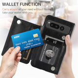 Compatible With Google Pixel Fold Wallet Case With Kickstand,Matte Pu Leather Protective Shockproof Anti-Scratches Anti-Drop Card Holder Wallet Case With For Google Pixel Fold 2023 Black