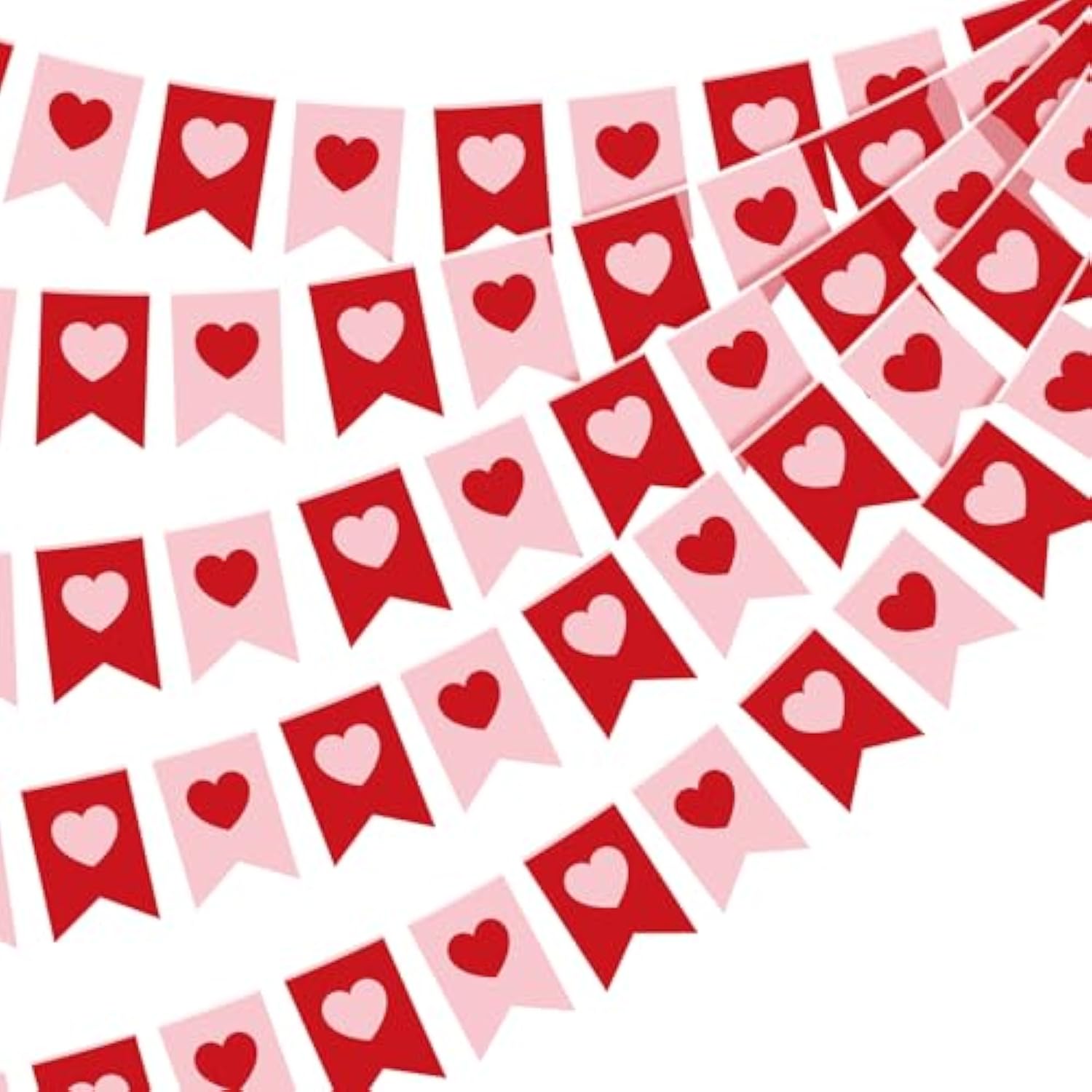 5 Pcs 49Ft Valentine'S Day Party Decorations Red Pink Heart Pennant Banners Pink Heart Wedding Bunting Banner Garland Engagement Photo Prop For Valentines Hanging Ornament Home Decor Supplies
