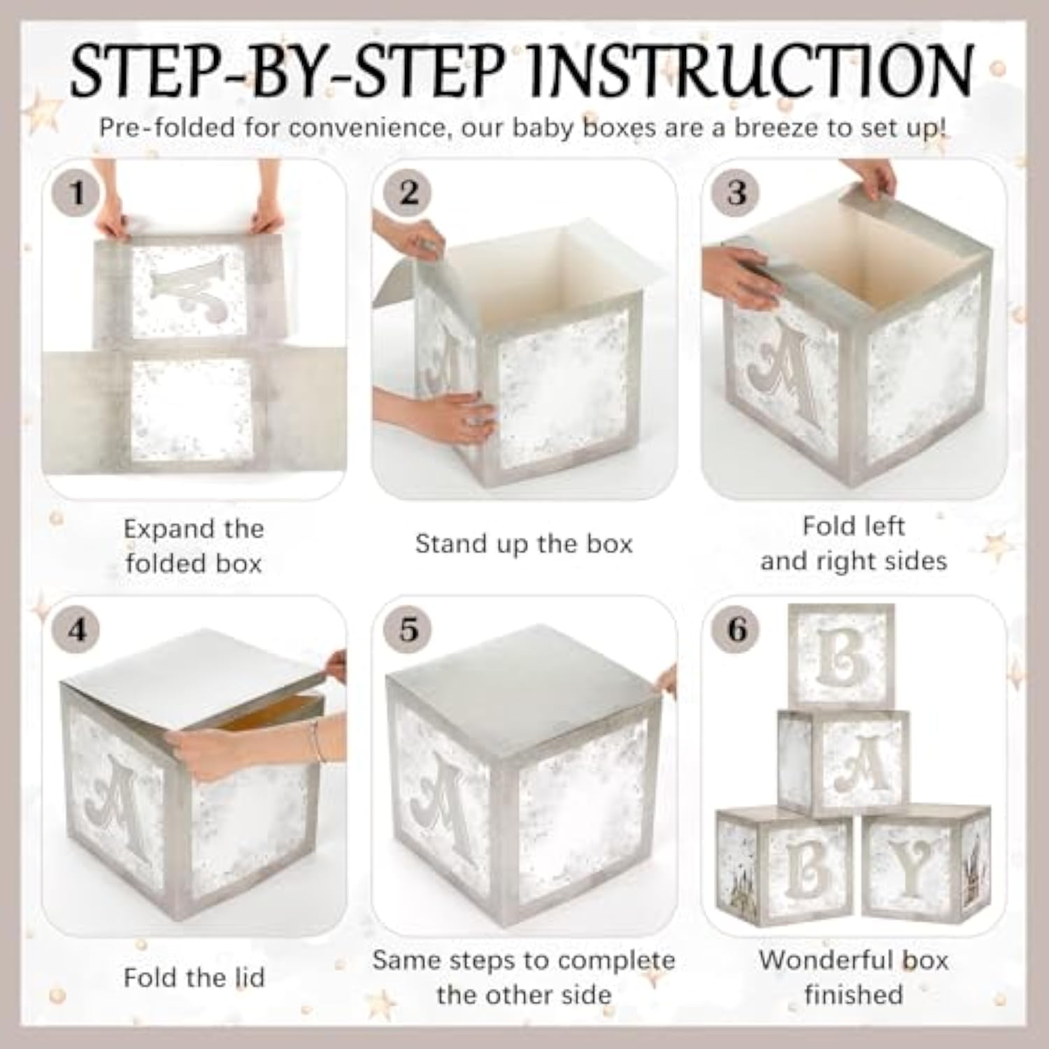 4 Pcs Magical Wizard Baby Shower Boxes - Gender Reveal & Party Decorations