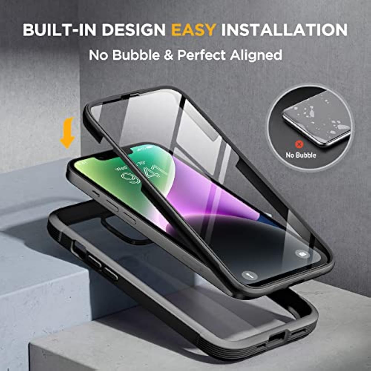 iPhone 14 Glass Series Clear Bumper Case w 9H Screen & Lens Lemon