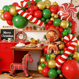 Christmas Balloon Garland Kit Gingerbread Arch Green Red Gold Candy Cane Balloons