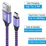 4Pack Usb C Fast Phone Charger Type A To Type C Charging Cable Android Car Power Cord Compatible For Samsung Galaxy S21/S21 Plus/S21 Note 20 Ultra/10 A42 A51 A52 A71 S10 A01 A11 A21 A31 Ipad