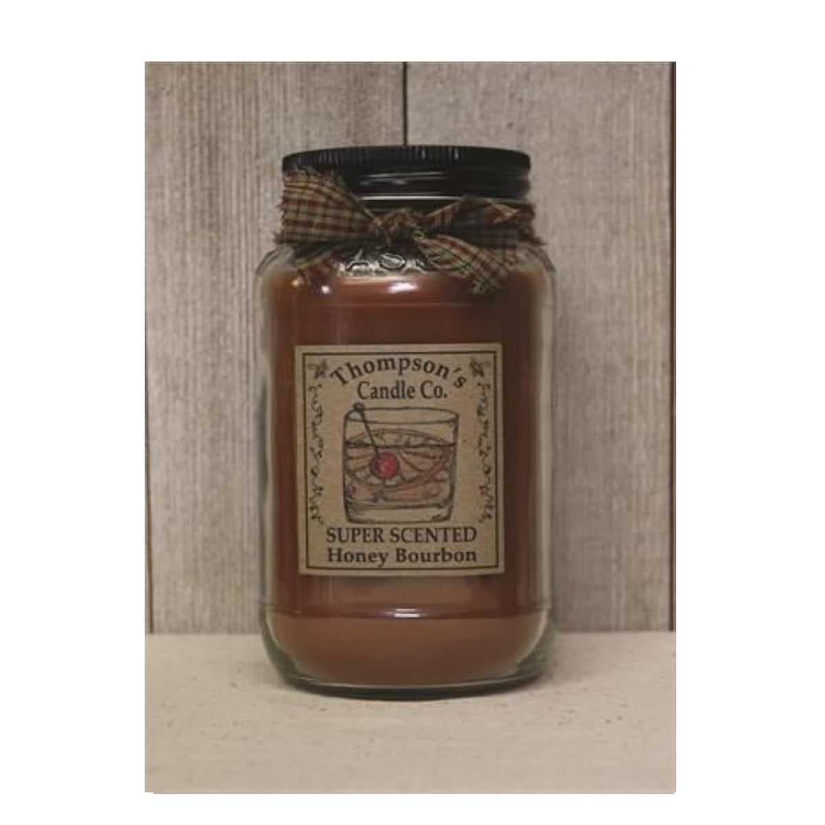 Thompson'S Candle Hblm Super Scented Honey Bourbon Large Mason Jar Candle- Burns 85 Hours, 20 Ounce