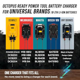 Octopus Ready Multi Power Tool Battery Charger Compatible With Any Brands 18V/20V/21V Li-Ion Batteries, Simultaneously Charging 4 Batteries At Once, Chargers For Cordless Power Tool Batteries