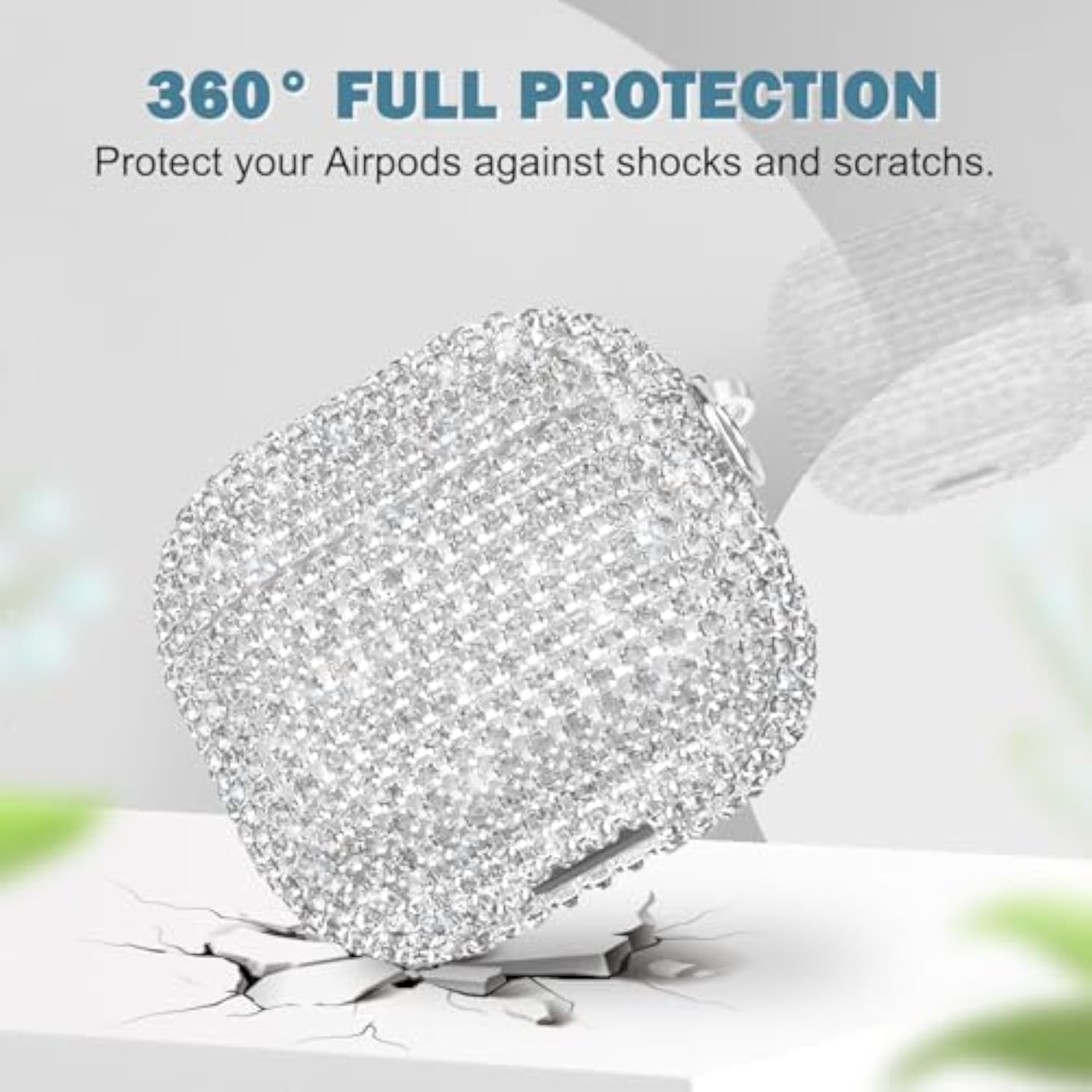Luxury Sparkly Bling Rhinestone Case with Keychain for Women Girls Airpods 4 Generation Case, Anti-Lost Glitter Crystal Hard PC Shockproof Full Protective Cover