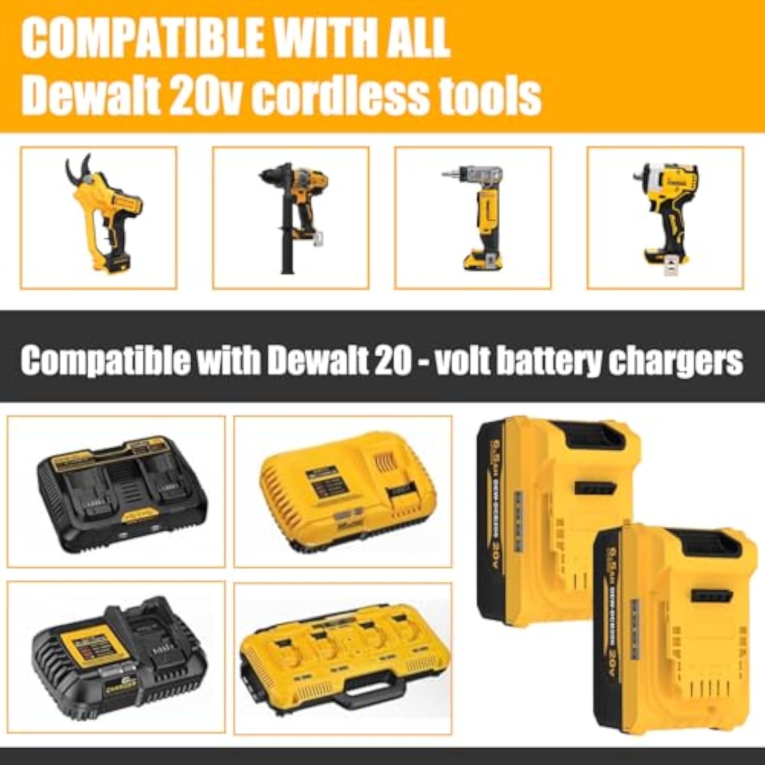 20V 6.5Ah Replacement For Dewalt 20V Max Battery 2Packs And Charger Compatible With Dcb102 Dcb104 Dcb118 Dcb115 Dcb204