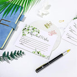 50 Pcs Advice And Wishes Cards, Uncoated Wedding Advice Cards Heavyweight Printed Guestbook For The Bride And Groom, Baby Shower, Wedding Shower, Birthday Party(Leaf Theme)