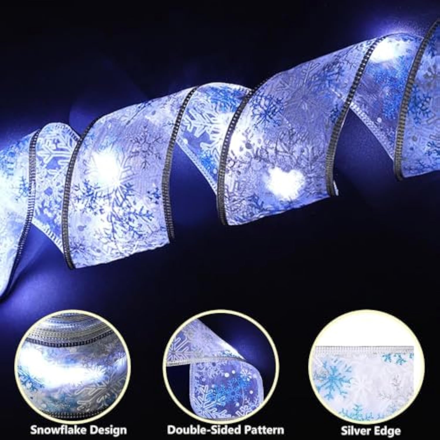 Christmas Tree Decorations Ribbon Lights, 32Ft 100 Led String Lights, Battery-Powered Copper Wire Christmas Tree Ribbon