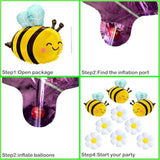 9Pc Bee & Daisy Flower Foil Balloons: Bumble Bee Theme Party Decorations