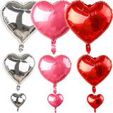 Love Heart Foil Valentines Balloons - 18/10/5 Inch, 54Pcs Mylar Red Heart Shapes For Romantic Decorations