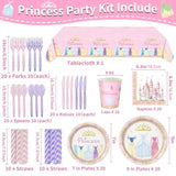 Magical Princess Party Decorations Kit Serves 20 Guests - 161Pc Pink Princess Theme Plates, Cutlery, Cups & Shimmer Tablecloths For Birthdays, Baby Showers & Celebrations! Instant Kids ’Party Setup
