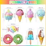 Ice Cream Balloons Donut Party - 9 Pcs Sweet Candy Pastel Foil Mylar Donut Balloons Arch Kit For Kids Baby Shower Grow Up Birthday Spring Decorations Supplies(30 Inch)