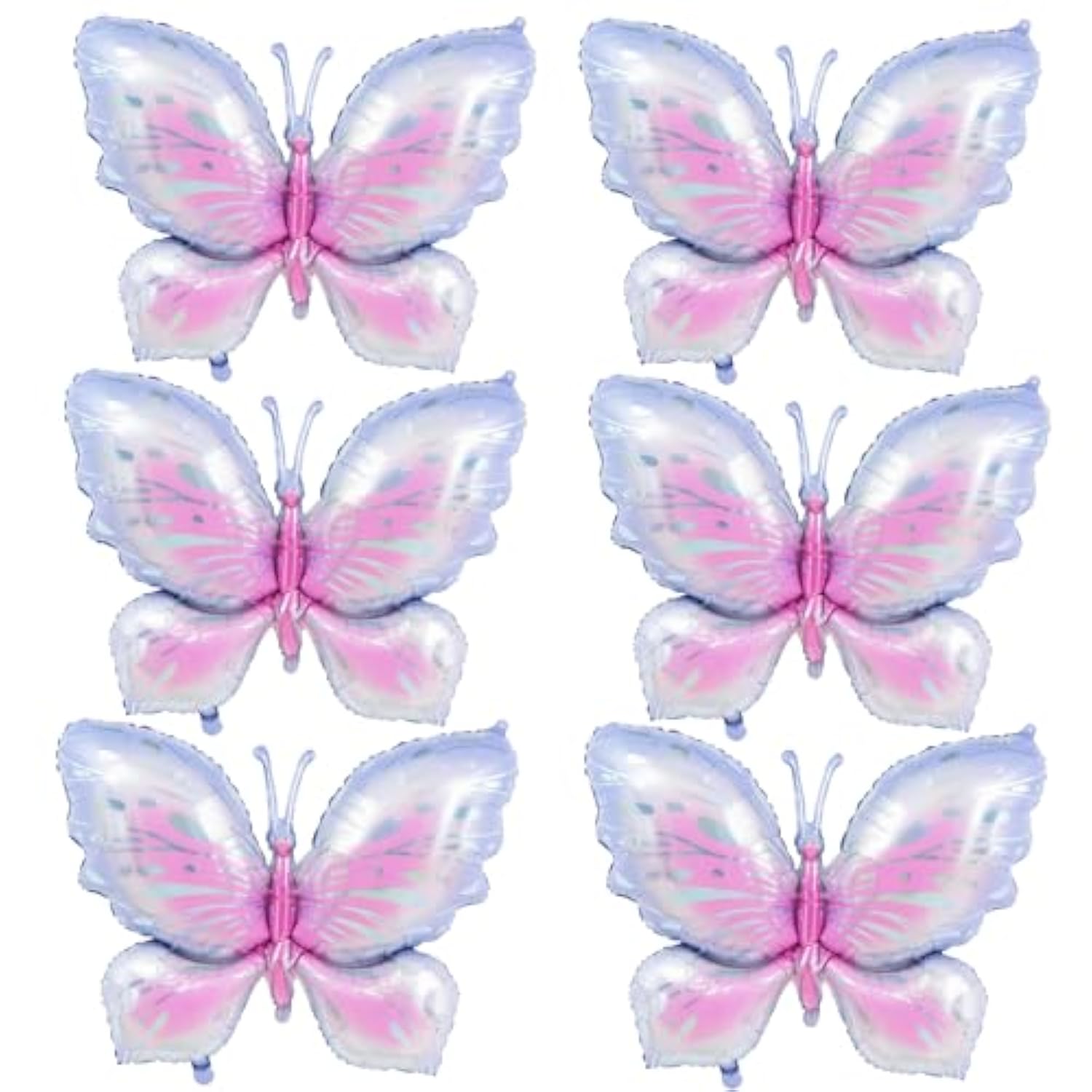 6 Pieces 39 Inches Purple Butterfly Balloons - Large Gradient Butterflies Foil Mylar Balloons For Birthdays, Garden, Spring Decorations, Butterfly-Themed Event, Baby Shower, And Wedding Party Supplies