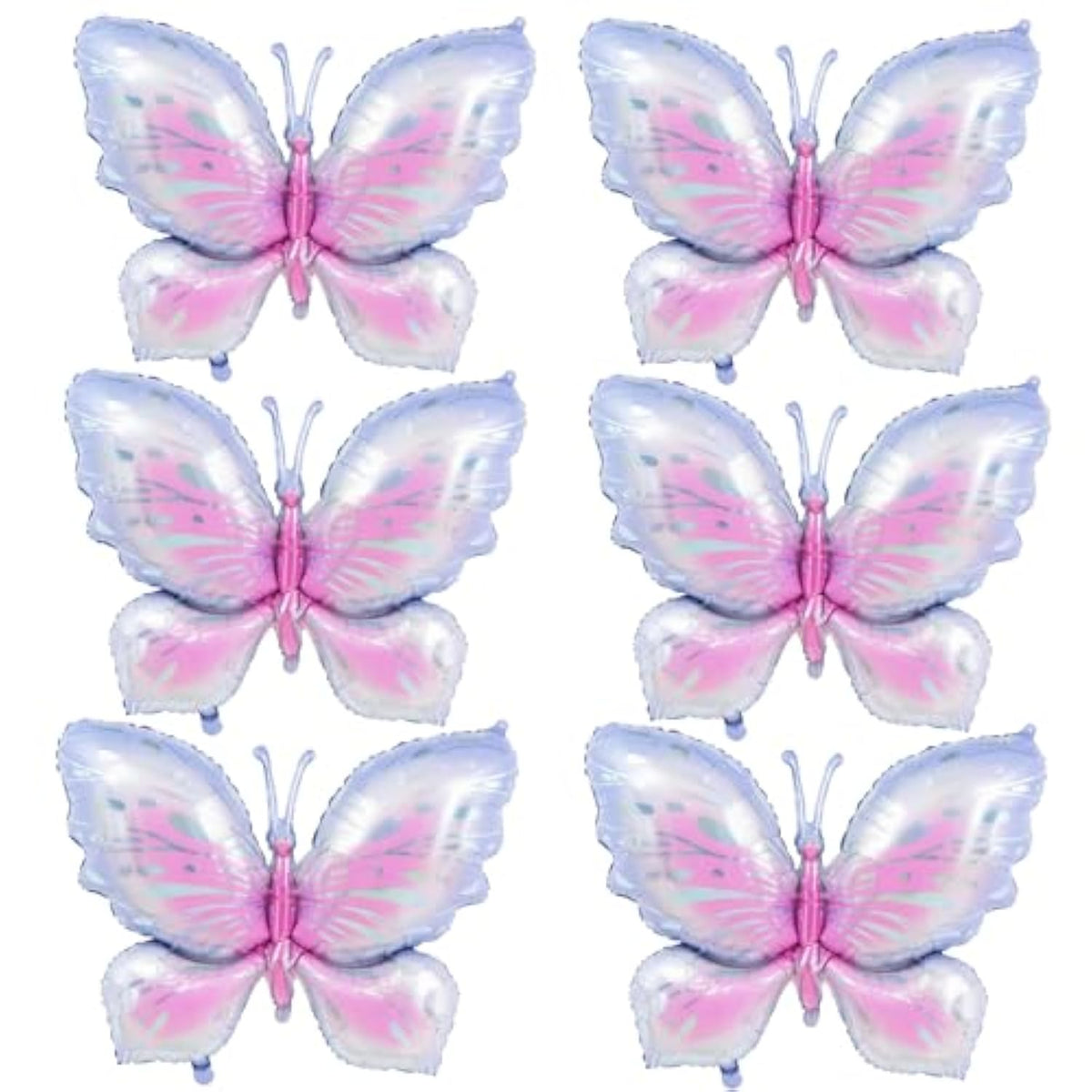 6 Pieces 39 Inches Purple Butterfly Balloons - Large Gradient Butterflies Foil Mylar Balloons For Birthdays, Garden, Spring Decorations, Butterfly-Themed Event, Baby Shower, And Wedding Party Supplies