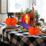 3 Pack Thanksgiving Table Decorations Tissue Turkey And Pumpkin, Honeycomb Decor Thanksgiving Centerpiece Party Accessory Table Supplies