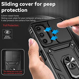For Samsung Galaxy A25 5G Case With Slide Camera Cover Hd Screen Protector [Military Grade 16Ft. Drop Tested] Magnetic Ring Holder Kickstand Protective Phone Case For Galaxy A25 5G 2024, Black