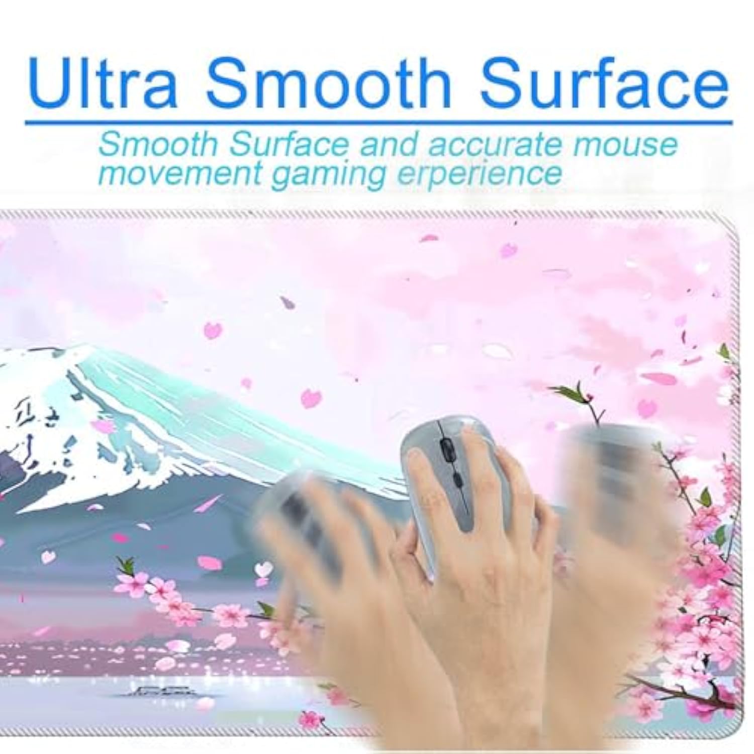 Pastel Pink Kawaii Mouse Pad, 31.5X11.8In, Rectangular, Polyester, 2Mm Thick, Extended Mouse Pad