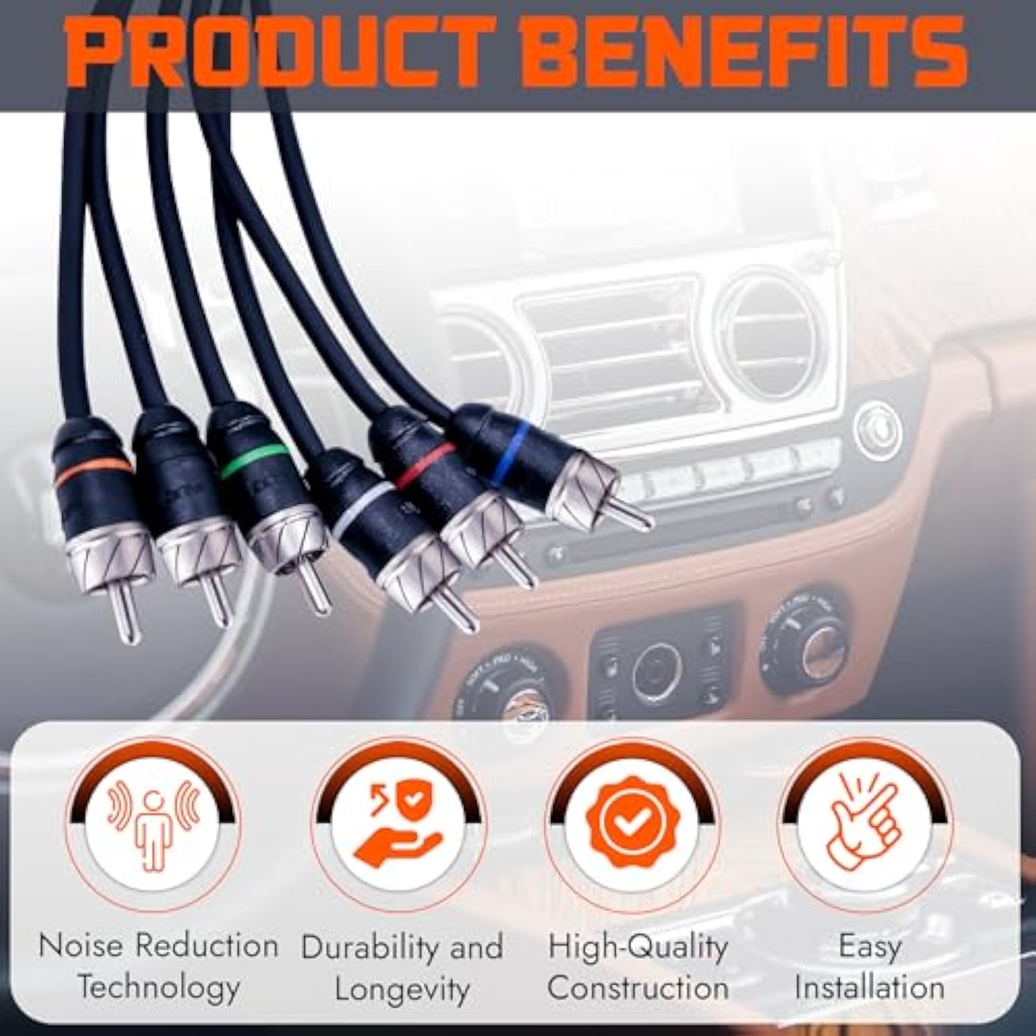 Premium Series 100% Ofc Copper Rca Interconnects Stereo Cable, 6 Channel 17' C