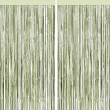4 pack sage green foil fringe curtain glitter tinsel backdrop for parties