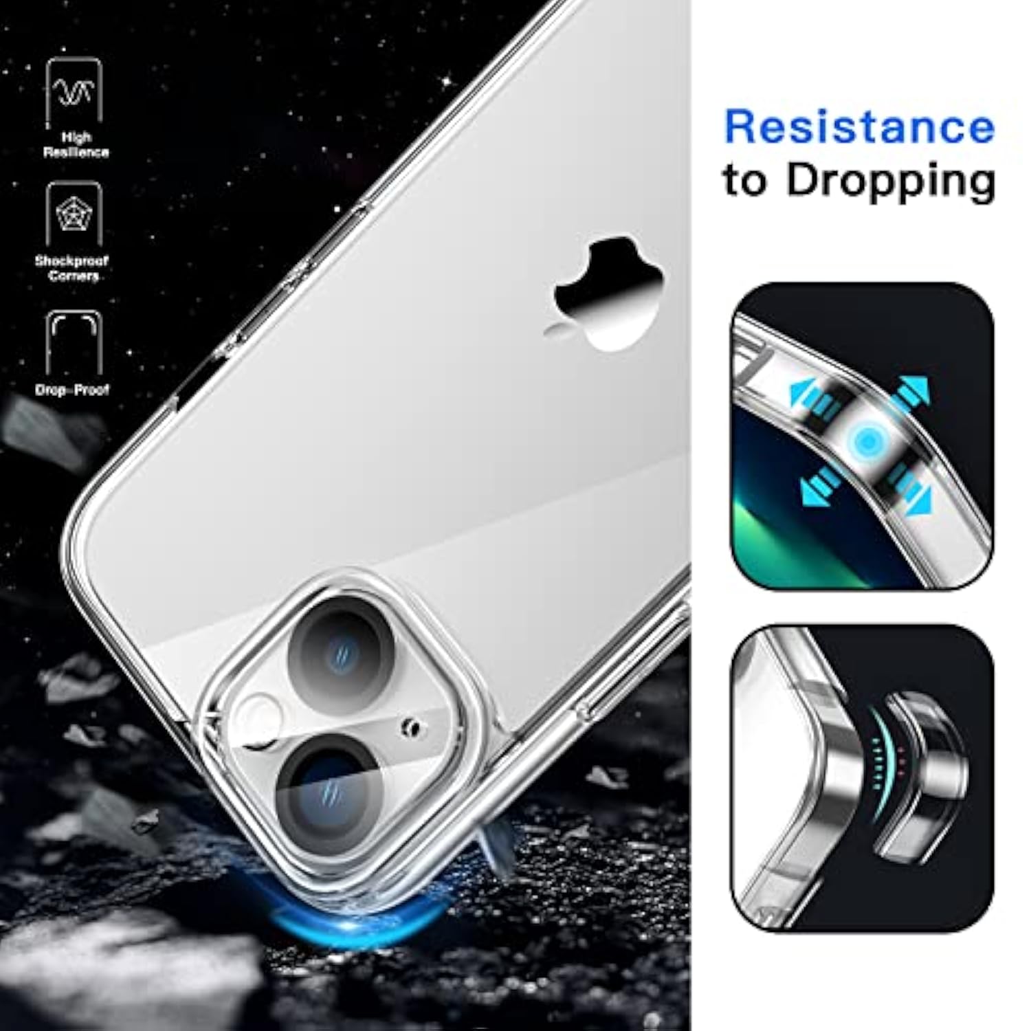 JETech 5 in 1 Case for iPhone 13 Mini 5.4-Inch, with 2-Pack Screen Protector and Camera Lens Protector, Non-Yellowing Shockproof Bumper Phone Cover, Full Coverage Tempered Glass Film (Clear)