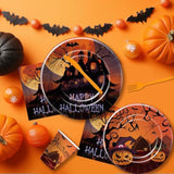 Halloween Plates and Napkins Tableware Haunted House Party Supplies Disposable for 24 Guests