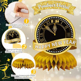 8 Pcs Black & Gold New Year 2026 Honeycomb Table Centerpieces