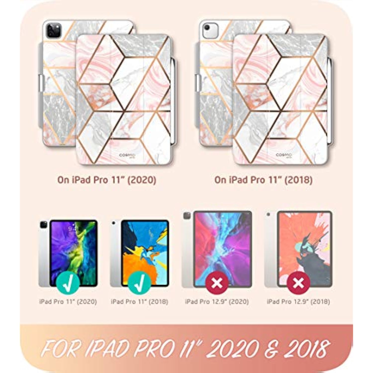i-Blason Cosmo Case for New iPad Pro 11 Inch (2020/2018), [Supports Pencil 2 W